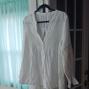 Chic White Blouse with Eyelet Detail